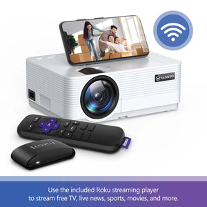 VANKYO Leisure 470 HD Mini Wifi Projector with Roku Express Streaming Player, 30000 Hrs LED Life, 200'' Display Screen for Home Theater & Outdoor Movies