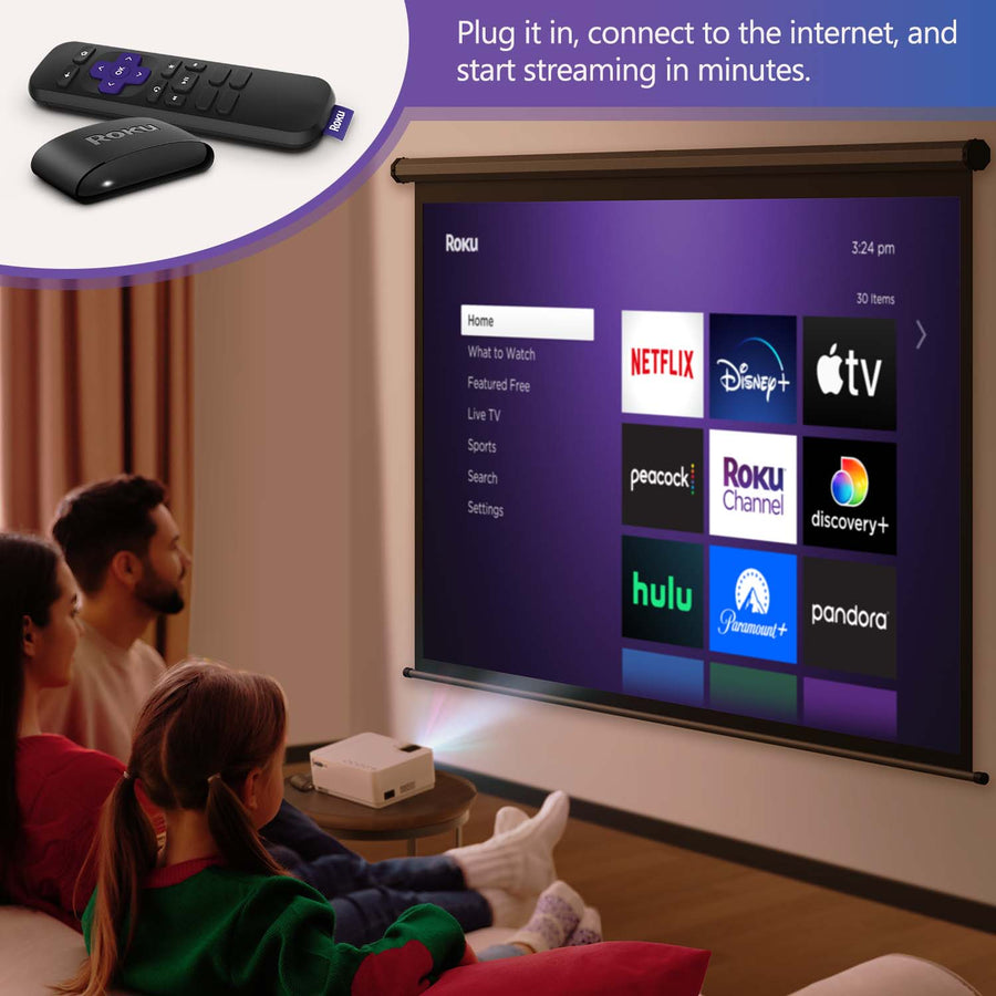 VANKYO Leisure 470 HD Mini Wifi Projector with Roku Express Streaming Player, 30000 Hrs LED Life, 200'' Display Screen for Home Theater & Outdoor Movies