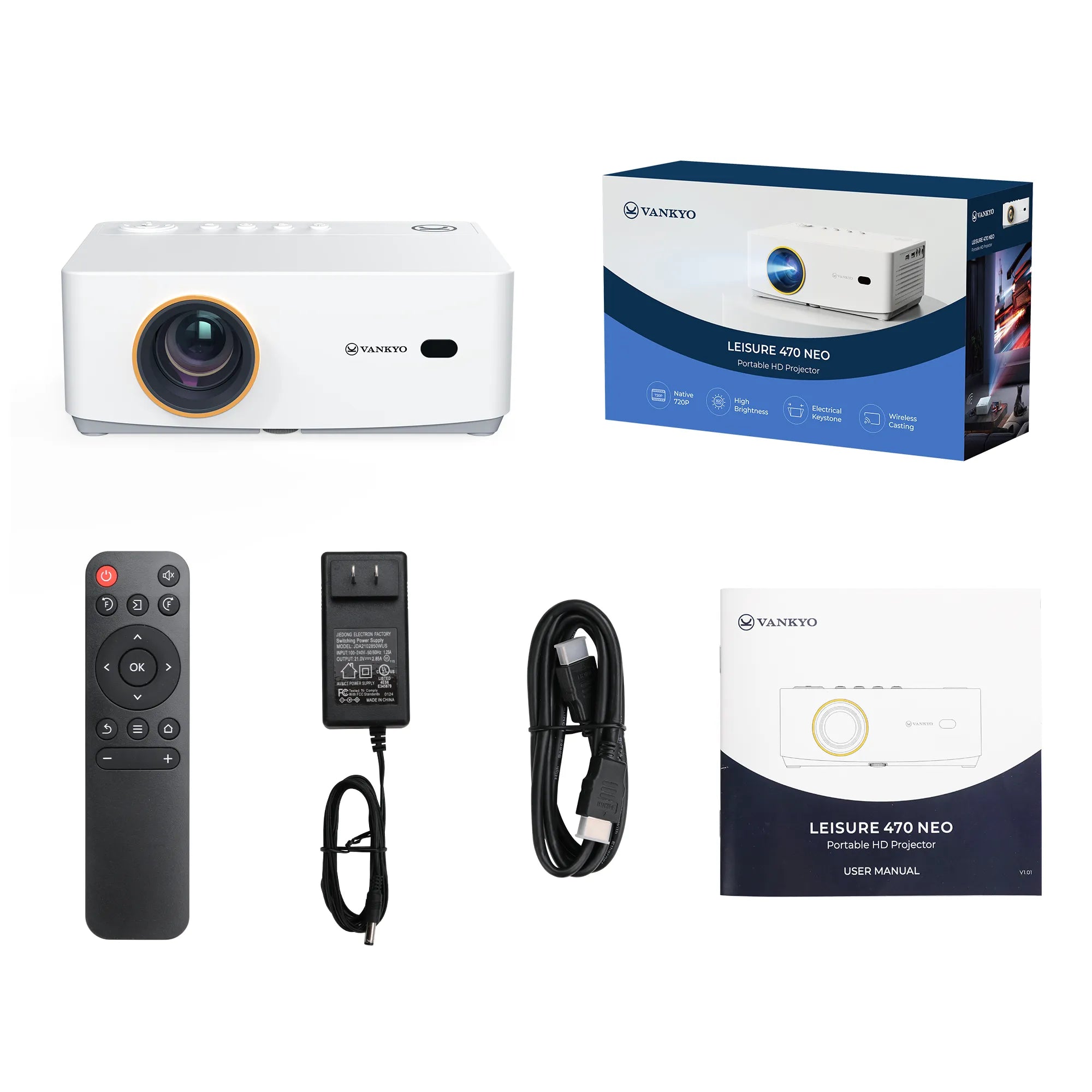 Vankyo Leisure 470 Neo Native 720P Portable movie Projector with Vankyo Leisure 470 Neo Native 720P Portable movie Projector with