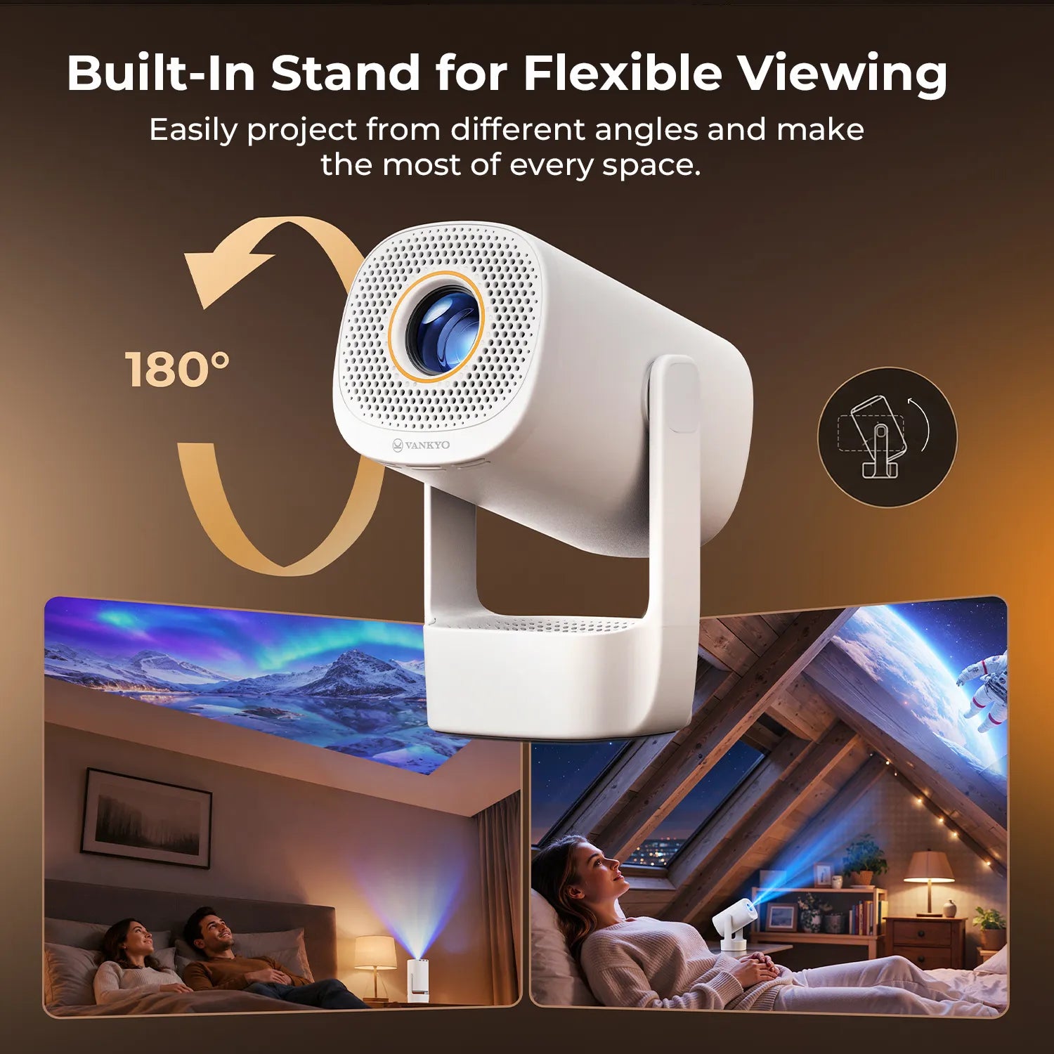 vankyo プロジェクター Vankyo Leisure 3W Flip Projector | Compact 720P Wi-Fi Projector