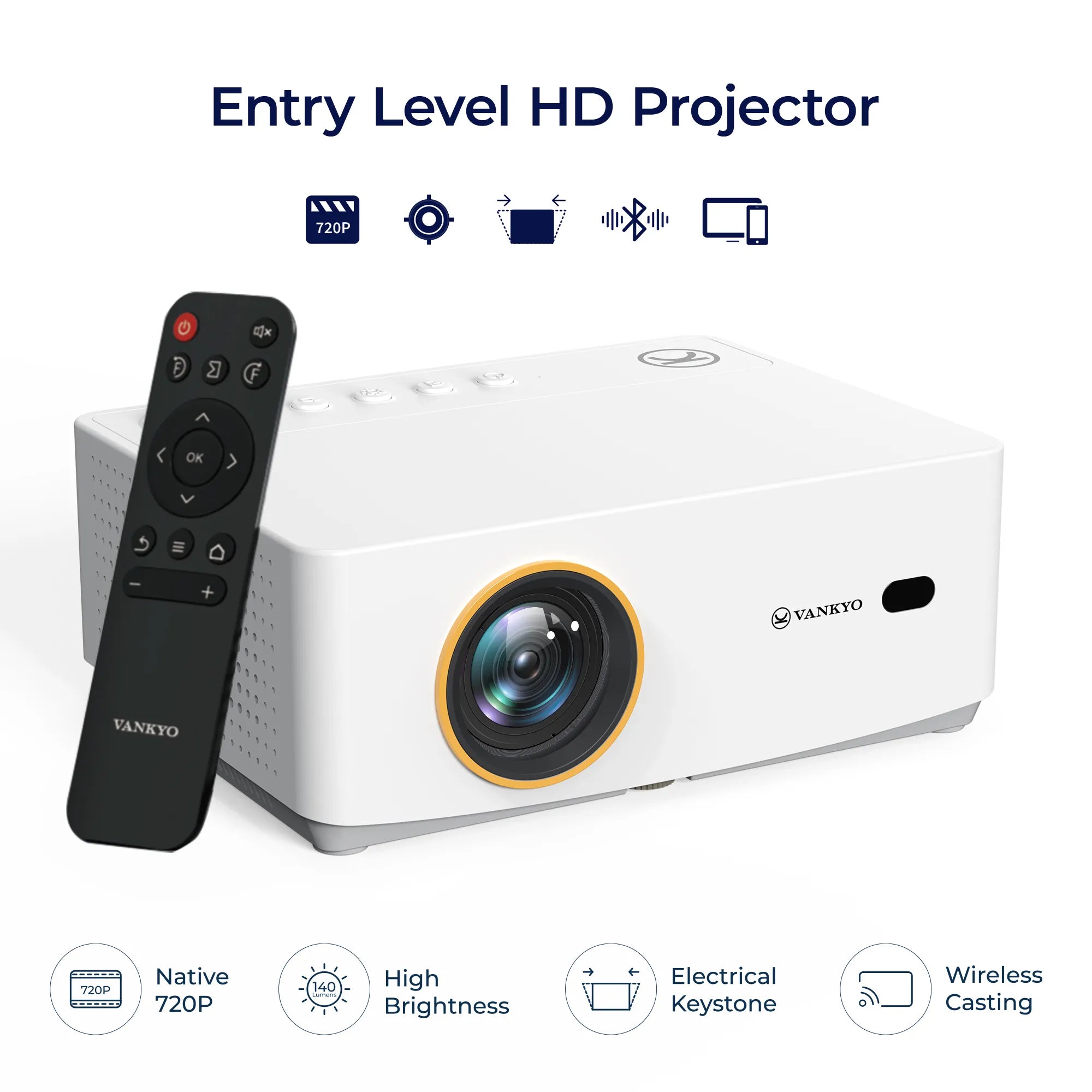 Compact Vankyo Leisure 470W Projector with Wireless Streaming