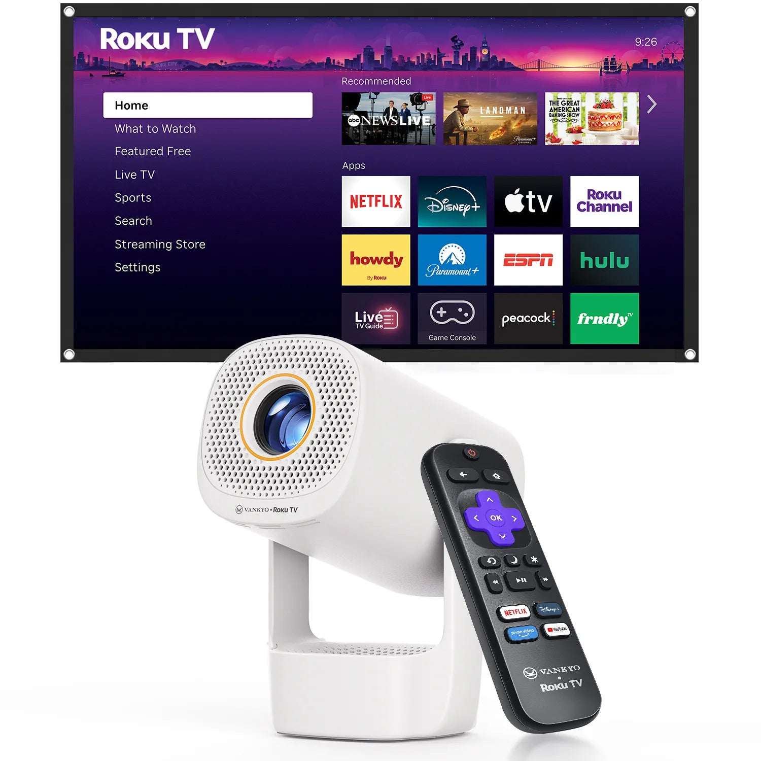 VANKYO Leisure 3R Air Smart Projector with Built-in Roku TV