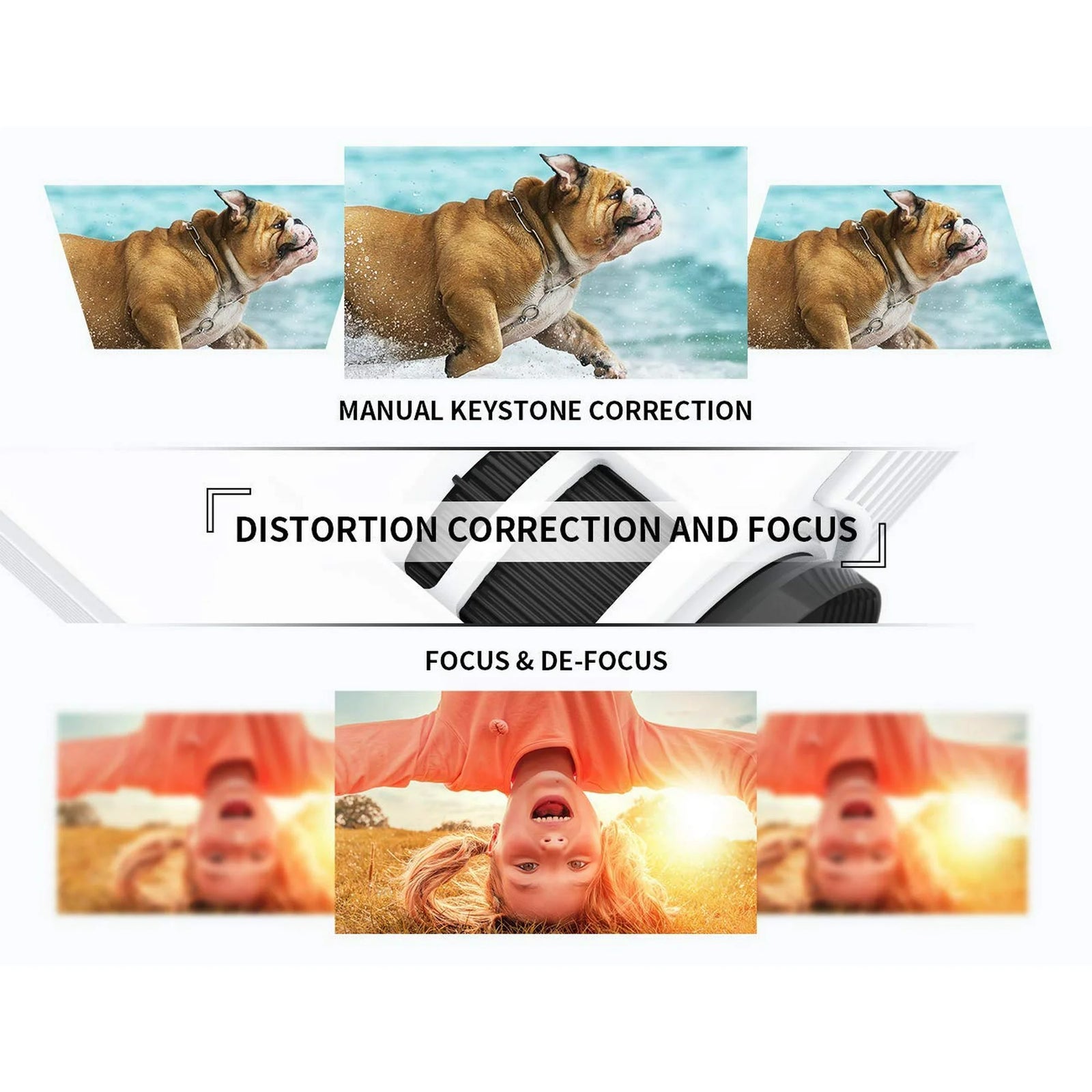 Manual keystone correction and focus adjustment of the VANKYO Leisure 3