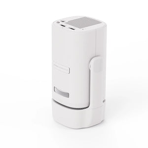 White portable projector with top ventilation and side handle