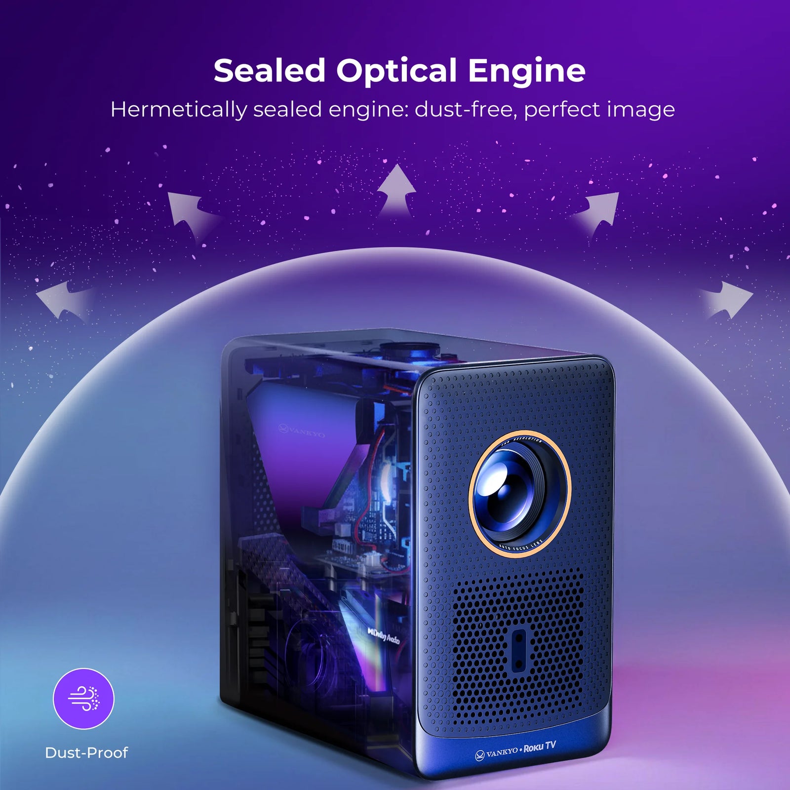 VANKYO Performance H500R Roku TV Smart Projector-Hermetically sealed engine: dust-free, perfect image