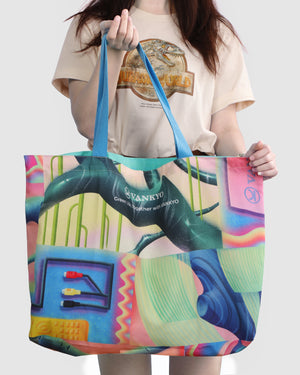 VANKYO x Wenjing.YANG Limited-Edition Canva Bags with Stylish Design, Reusable Grocery Shopping Bags for men and women, Large Capacity, 4 Different Editions