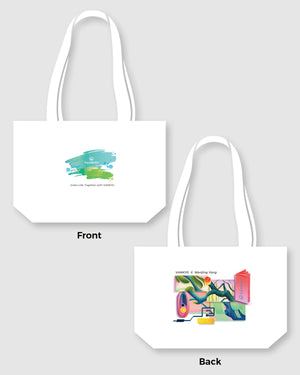 VANKYO x Wenjing.YANG Limited-Edition Canva Bags with Stylish Design, Reusable Grocery Shopping Bags for men and women, Large Capacity, 4 Different Editions