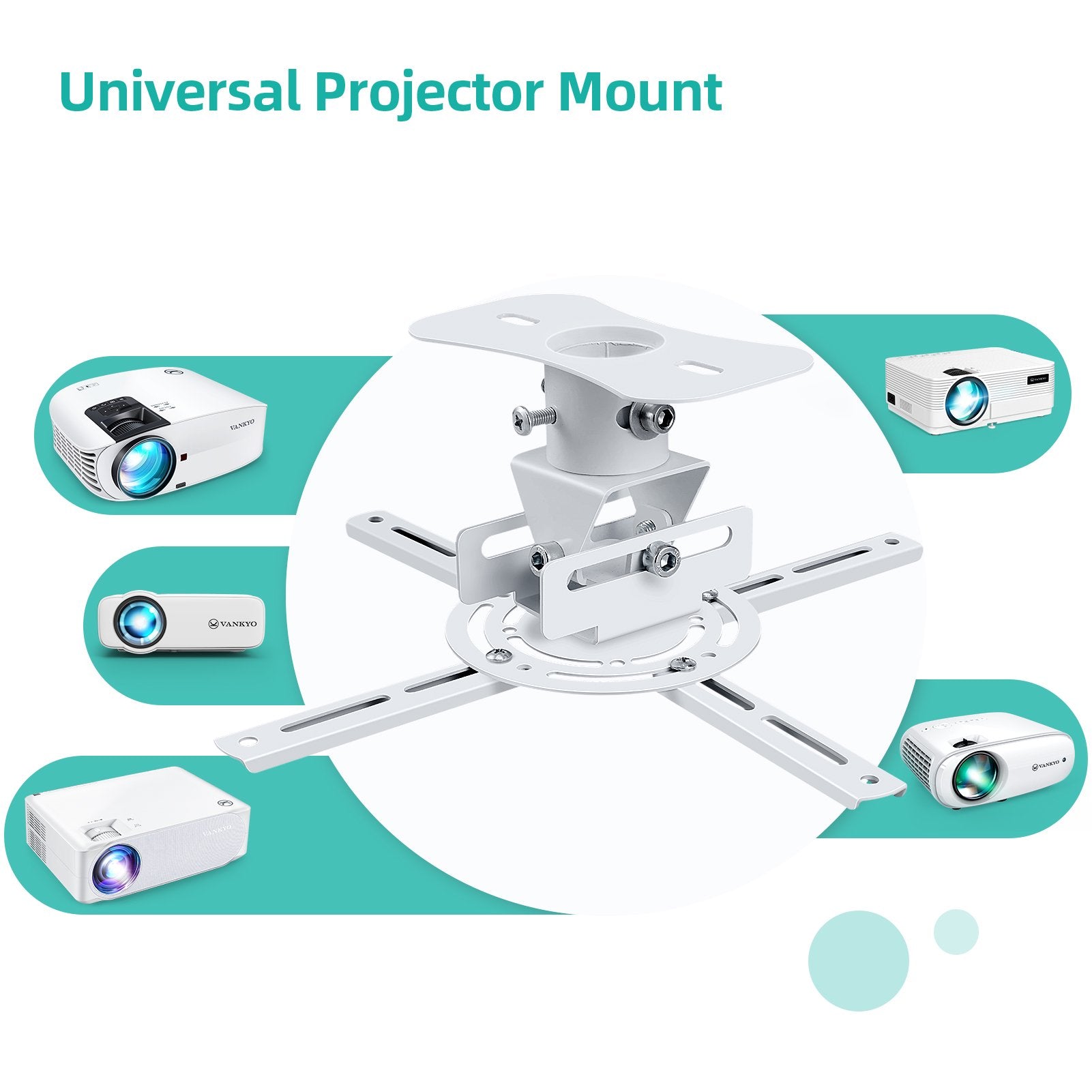 VANKYO PM30 Projector Ceiling Mount with Adjustable Angle & Extending Arms