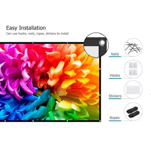 VANKYO Projector Screen 100 inches Polyester Spandex Movie Screen Foldable Wall Mounted with Peel and Hooks