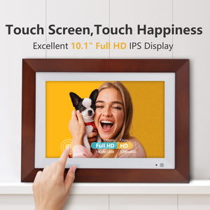 VANKYO F10 Full HD WiFi Digital Photo Frame, 10.1 inch Touch Screen, 1920X1200 HD IPS Display, Motion Sensor, Instant Share Pictures and Videos via App, Email, Cloud, Auto-Rotate, 16GB Storage, Wood
