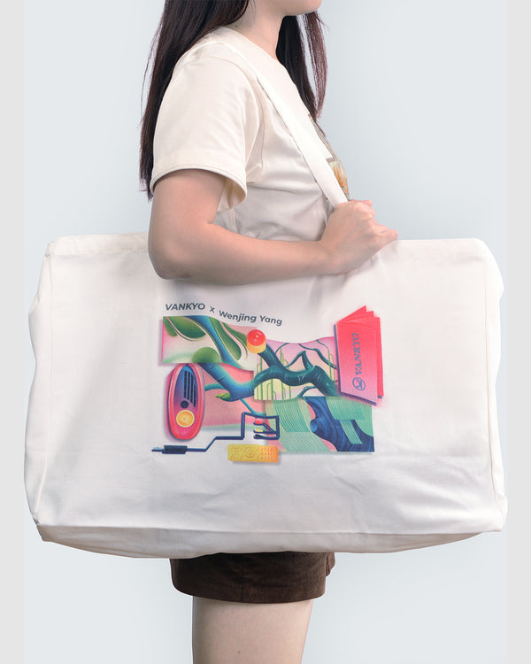 VANKYO x Wenjing.YANG Limited-Edition Canva Bags with Stylish Design, Reusable Grocery Shopping Bags for men and women, Large Capacity, 4 Different Editions