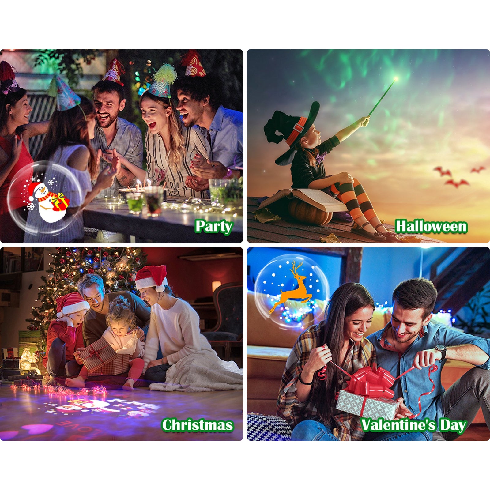 The Christmas outdoor light projector is widely used in various occasions, such as Christmas, Birthday, New Year and Valentine’s Day, etc.