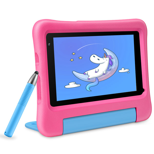 VANKYO MatrixPad S7 Kids Tablet 7 inch IPS HD Touch Screen, 2GB RAM 32GB ROM, Kidoz Pre Installed, Android OS, WiFi, Kid-Proof, 5MP Camera, w/Stylus, Pink